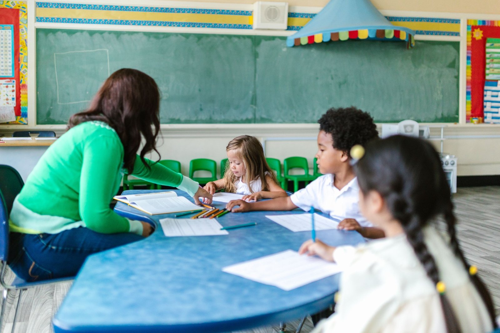 Children exploring learning activities in a classroom